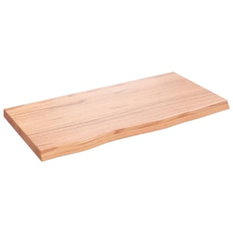 vidaXL Waschtischplatte, Multifunktional Arbeitsplatte mit Naturkante, Waschtischkonsole Tischplatte für Badezimmer, Holzplatte Platte, Hellbraun 80x40x(2-4) cm Massivholz Behandelt
