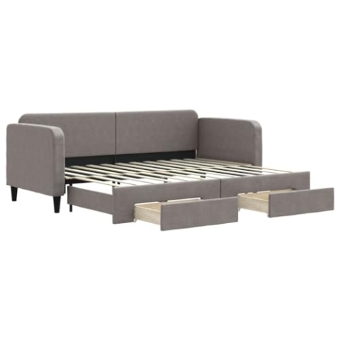 vidaXL Tagesbett, Ausziehbar Schlafsofa mit Schubladen, Bettsofa Gästebett für Schlafzimmer Wohnzimmer, Sofa Bett Ausziehbett, Taupe 80x200 cm Stoff