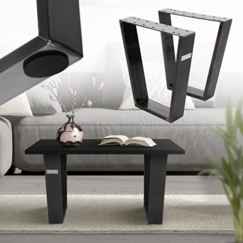 ML-Design 2er Set Tischbeine Trapez 40x43 cm, Industrial, Profil 8x2cm, Stahl pulverbeschichtet, geneigt, Metall Tischgestell Tischkufen Tischuntergestell Möbelfüße Bankkufen Bankgestell Bankbeine
