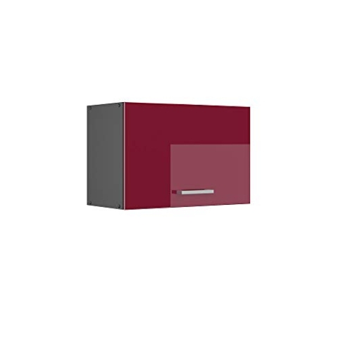 Vicco Hängeschrank R-Line, hängender Küchenschrank, Bordeaux Hochglanz/Anthrazit, 60 cm Flach