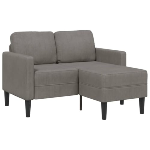 vidaXL 2-Sitzer-Sofa mit Chaiselongue L-Form Hellgrau 125 cm Leinen, 2-Sitzer-Sofa für Schlafzimmer, Zweisitzer-Couch, 125 x 118 x 85 cm
