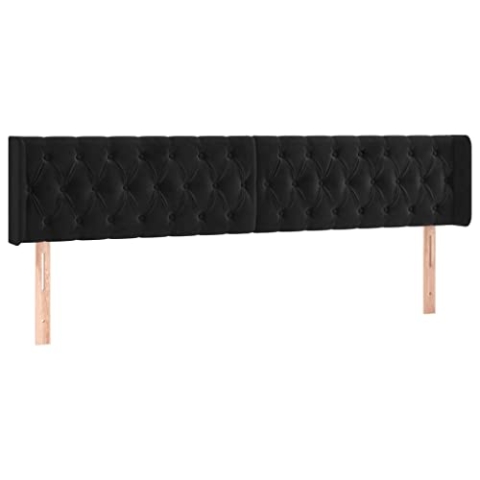 vidaXL Kopfteil mit Ohren Polsterkopfteil Betthaupt Bettkopfteil für Bett Bettgestell Bettzubehör Schlafzimmer Schwarz 203x16x78/88cm Samt