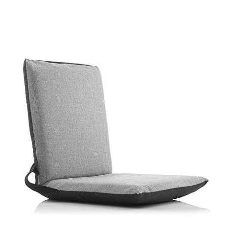 InnovaGoods® Bodenliegestuhl Sitinel, bequem und funktional, mit verstellbarer Rückenlehne und gepolstertem Kissen, schwarz-graue Farbe, Kunststoff und 60% Baumwolle, ideal zum Entspannen und Ausruhen