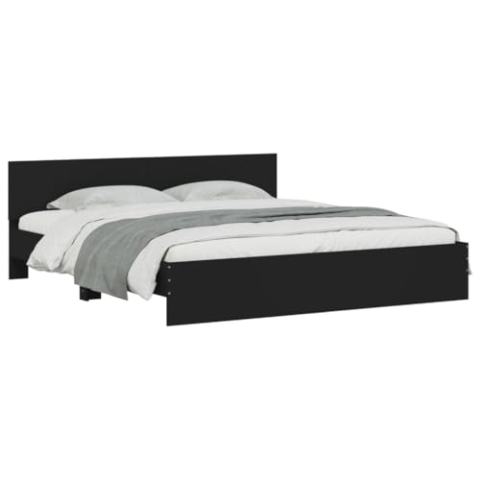 vidaXL Bettgestell, Bettrahmen mit Lattenrost, Bett Gästebett mit Kopfteil, Doppelbett Schlafzimmerbett Schlafzimmermöbel, Schwarz 200x200cm
