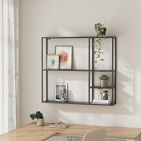 [en.casa] Wandregal Jämijärvi mit 5 Ablagen Hängeregal Wandboard 90 x 100 x 18 cm