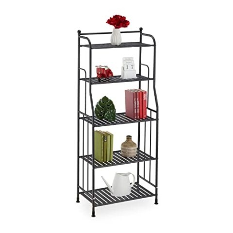 Relaxdays Standregal, Stahl, HxBxT: 133 x 56 x 28 cm, Regal Küche & Bad, 5 Gitterablagen, Metallregal stehend, schwarz