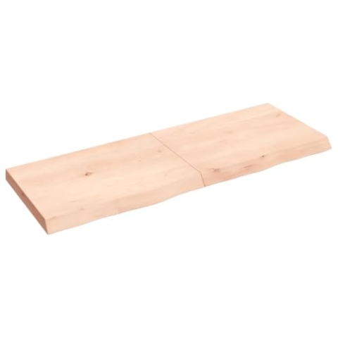 vidaXL Waschtischplatte, Tischplatte für Badezimmer, Massivholzplatte mit Naturkante, Holzplatte Arbeitsplatte Bad Waschtischkonsole Platte, Massivholz Unbehandelt