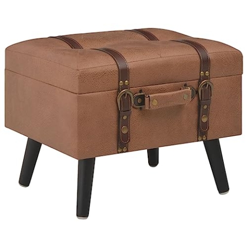 vidaXL Hocker mit Stauraum Sitzhocker Fußhocker Polsterhocker Sitzbank Sitzpouf Pouf Sitzpuff Fußbank Ottomane Sitztruhe 40cm Braun Kunstleder
