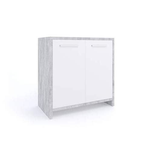 Vicco Waschbeckenunterschrank Kiko, Waschtischunterschrank, Beton/Weiß, 58 x 60 cm