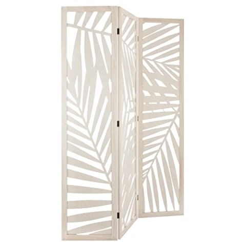 Atmosphera - Paravent Feuille - Holz - weiß H 170 cm - Weiß
