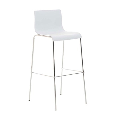 CLP Barhocker Hover mit Kunststoffsitz und robustem Metallgestell I Barstuhl mit Einer Sitzhöhe von: 76 cm I erhältlich, Farbe:weiß, Gestell Farbe:Chrom