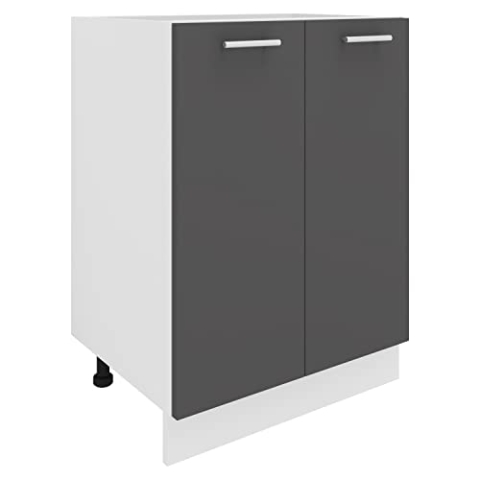 VCM Küchenschrank | Maße ca. H. 82 x B. 60 x. T. 46 cm | Unterschrank mit zwei Drehtüren | Küchenmöbel - Esilo Weiß/Anthrazit