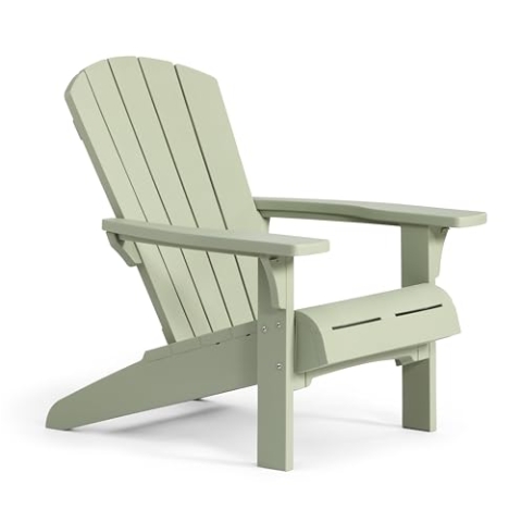 Keter Troy Adirondack Gartenstuhl, wetterfest & pflegeleicht, Holzoptik, Vintage Grün, 81x93x96,5 cm, ideal für Garten, Terrasse & Balkon