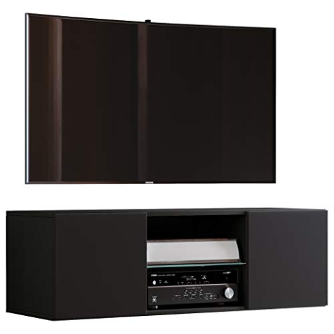 VCM TV Möbel | Wandboard | Lowboard hängend | Maße H. 40 x B. 95 oder 115 x T. 36 cm | Wandschrank - Jusa 115, Schwarz