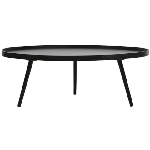 WOOOD Mesa Runder Couchtisch, Moderner Beistelltisch Rund aus MDF Holz Sofatisch Kaffeetisch Satztisch Wohnzimmertisch XXL - Schwarz - 36x100x100 cm