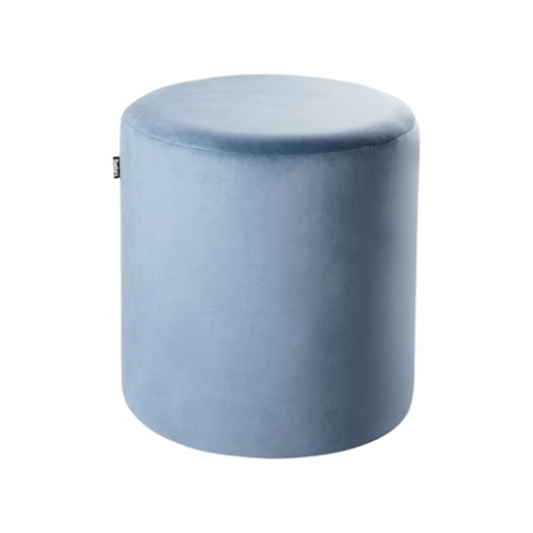 Pouf Samtstoff blau rund 47 cm glamourös luxuriös Sitzhocker Samthocker Lovett