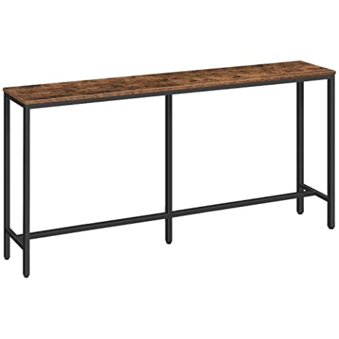 MAHANCRIS 160 cm Konsolentisch, Schmal Tisch, Langer Eingangstisch, Flurtisch, Beistelltisch, Kleiner Ausstellungstisch, Sofatisch für Flur, Wohnzimmer, Dunkelbraun-Schwarz ACTHR16001Z