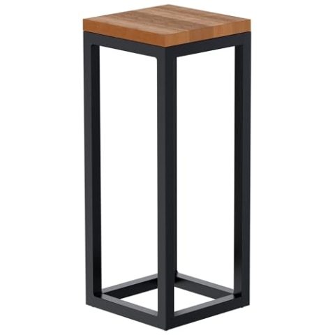 CLP Beistelltisch Manteo I Couchtisch aus Eichenholz I Sofatisch mit pulverbeschichtetem Metallgestell I eckiger Nachttisch, Größe:20x20x50 cm