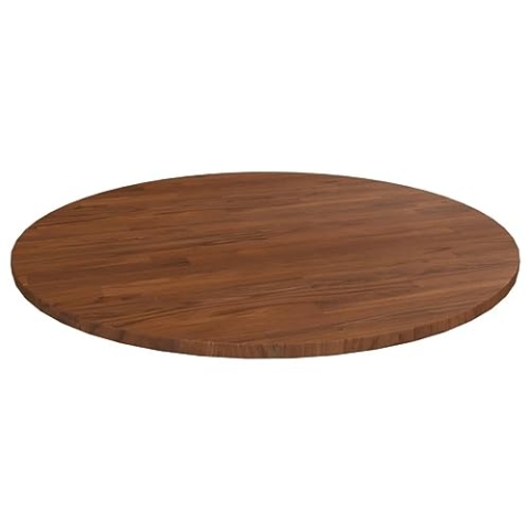 Bussandri Exclusive - Runde Tischplatte Dunkelbraun Ø90x1,5 cm Behandeltes Eichenholz