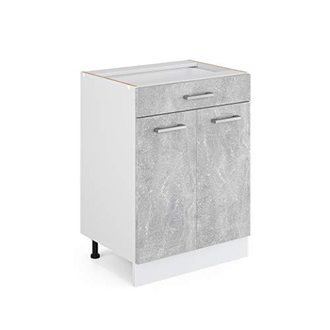Vicco Küchenunterschrank R-Line, Beton, 60 cm mit Schublade, ohne Arbeitsplatte