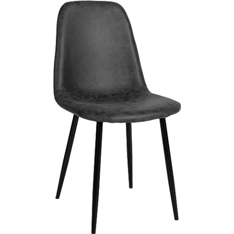 CLP Esszimmerstuhl Napier I Samt I Stoff I Kunstleder I Mit Bodenschonern, Farbe:schwarz, Material:Vintage Kunstleder
