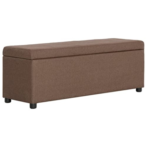 vidaXL Bank mit Staufach Sitzbank Sitzhocker Sitztruhe Flurbank Truhenbank Aufbewahrungsbox Truhe Spielzeugkiste Polsterbank 116cm Braun Polyester