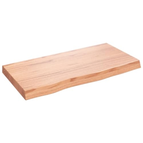 vidaXL Waschtischplatte, Multifunktional Arbeitsplatte mit Naturkante, Waschtischkonsole Tischplatte für Badezimmer, Holzplatte Platte, Hellbraun 80x40x(2-6) cm Massivholz Behandelt