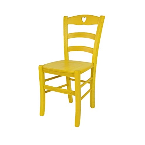 t m c s Tommychairs - Stuhl Cuore für Küche und Esszimmer, Robuste Struktur aus Buchenholz, in Anilinfarbe Gelb lackiert und Sitzfläche aus Holz
