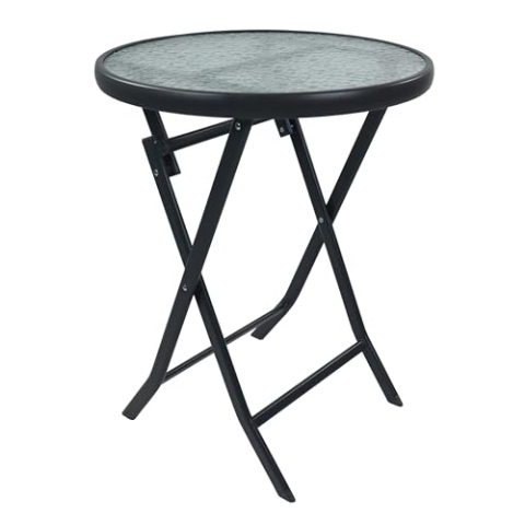 VCM Gartentisch klappbar | Balkontisch rund | Maße ca. H. 70 x B. 55 x T. 55 cm | Klapptisch | Balkontisch Gartenmöbel – Sonlas 55 cm Ø Anthrazit