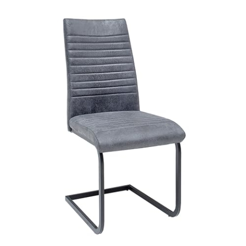 invicta INTERIOR riess-Ambiente Industrial Freischwinger Stuhl Apartment antik grau Gestell matt schwarz Esszimmerstuhl Freischwingerstuhl