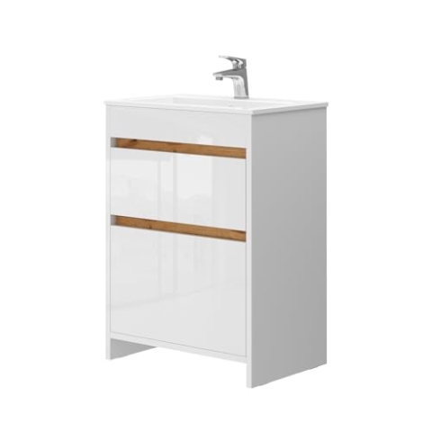 Vicco Badmöbel-Set Detmold, Badezimmerschrank-Set, Weiß, 2 Teile, Unterschrank 60 cm