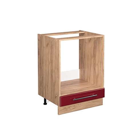 Vicco Herdumbauschrank Fame-Line, Bordeaux Hochglanz/Goldkraft Eiche, 60 cm ohne Arbeitsplatte