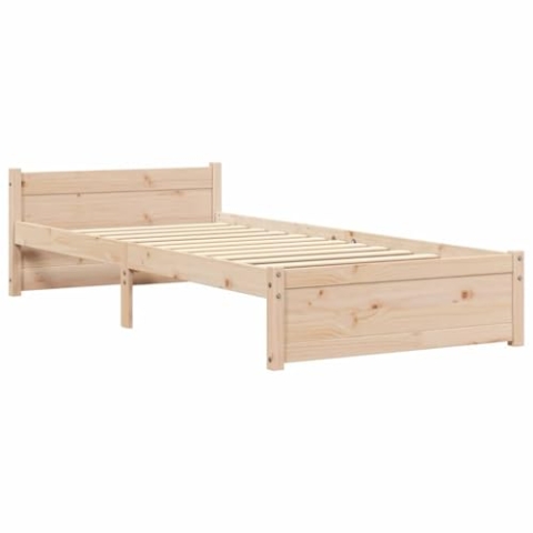 vidaXL Massivholzbett Kopfteil Einzelbett Bettgestell Lattenrost Bettrahmen Schlafzimmerbett Bett Holzbett Schlafzimmermöbel 90x200cm