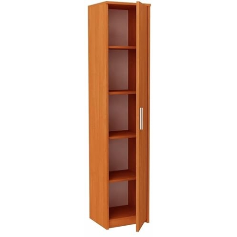 MATKAM Hochregal BODO R40Z mit Türen B40 x H182 x T35 cm, 4 Bretter und 5 Fächer, Tür mit Links- oder Rechtsanschlag, ideal für Büro, Diele Wohnzimmer, Jugend- oder Kinderzimmer (Erle)