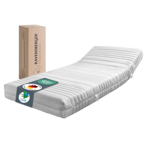 Ravensberger Matratzen HR-Kaltschaummatratze Komfort-SAN® 180x220 cm - Härtegrad H2, weich - Höhe 18cm - 7-Zonen Matratze mit Baumwoll-Doppeltuch-Bezug - Oeko-TEX®-Zertifiziert - Made in Germany