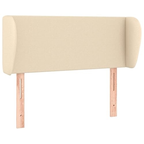 vidaXL Kopfteil mit Ohren Betthaupt Polsterkopfteil Bettkopfteil für Bett Bettgestell Bettzubehör Schlafzimmer Creme 93x23x78/88cm Stoff