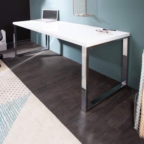 Riess Ambiente Design Laptoptisch White Desk 160x60 cm Hochglanz weiß Schreibtisch Büro Konsole Konsolentisch Bürotisch