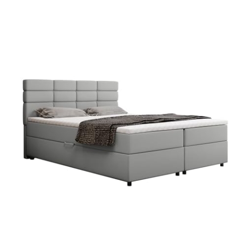 PANDA MÖBEL Reve Boxspringbett 160 x 200 cm Doppelbett mit hochwertiger Bonell-Matratze und Topper, Polsterbett mit Bettkasten, Schlafzimmer, Bequem, Modern, Stilvoll