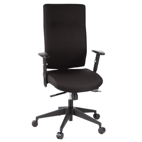 hjh OFFICE 608500 Profi Bürodrehstuhl PRO-TEC 300 Stoff Schwarz Bürosessel ergonomisch, hohe Rückenlehne, Armlehne verstellbar