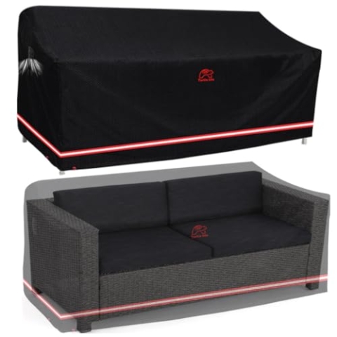 Turtle Life Gartensofa Abdeckung, Gartenbank Abdeckung Wasserdicht für 2-3 Sitzer Gartensofa, Gartensofa Abdeckung kein Verblassen innerhalb von 2 Jahren, schwarz 152 x 89 x 89CM