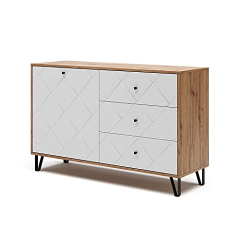 Vicco Kommode Nizza, Kommodenschrank, Artisan-Eiche, 128 x 78 cm