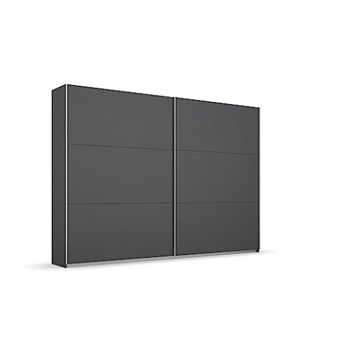 Rauch Möbel Aurelio Schrank Kleiderschrank Schwebetürenschrank, Grau metallic, Schwarz, 2-türig, inkl. 3 Kleiderstangen, 3 Einlegeböden BxHxT 261x210x59 cm