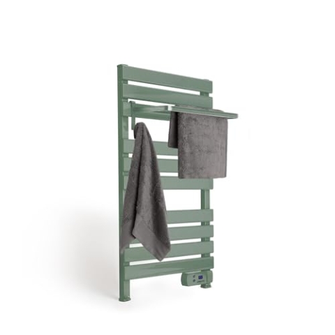 CREATE / WARM Towel 500W / Elektrischer Badheizkörper Salbeigrün mit Regal / 96,9x55x5cm / Thermostat, geringer Verbrauch