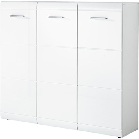 Germania 3523-84 Schuhschrank mit Hochglanz-Fronten GW-Adana in Weiß, 134 x 120 x 36 cm (BxHxT)