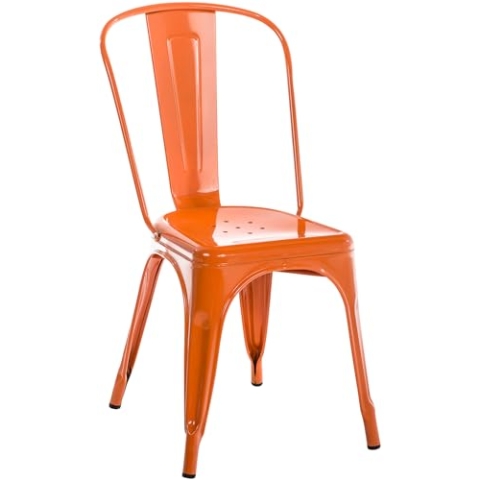 CLP Stuhl Benedikt I Metallstuhl stapelbar und pflegeleicht I Stapelstuhl bis 200 kg belastbar I Sitzhöhe 44 cm, Farbe:orange