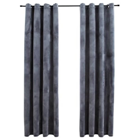 vidaXL 2X Vorhang Verdunkelung mit Ösen Verdunkelungsvorhang Kräuselband Ösen Schlaufe Thermo Gardine Blickdicht Samt Anthrazit 140x245cm