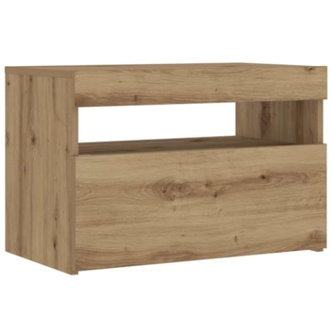 vidaXL Nachttisch mit LED-Leuchten Artisan-Eiche 60x35x40 cm, Nachtschrank, Nachtkonsole, Beistelltisch für Schlafzimmer, Nachtkommode, Bettschrank