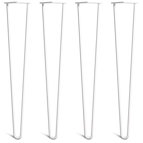 The Hairpin Leg Co. 4X Haarnadel-Tischbeine: Doppel-Schweiß Stahl, Schrauben, Anleitung, Schutzfüße. Klassischer 10mm 2 Stangen Stil. 71cm Weiß