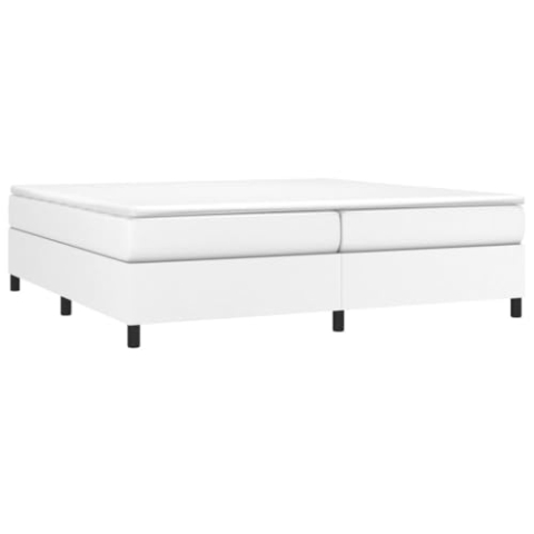 vidaXL Bettgestell, Polsterbett Bett für Schlafzimmer, Bettrahmen mit Lattenrost, Kunstlederbett Doppelbett, Weiß 200x200cm Kunstleder