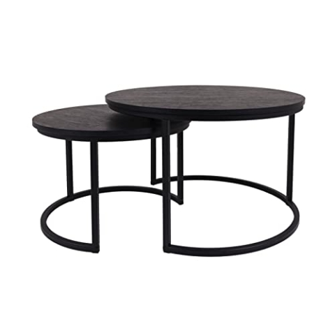 MaximaVida Set runde Couchtische Chicago schwarz – Kiefernholz Klasse A